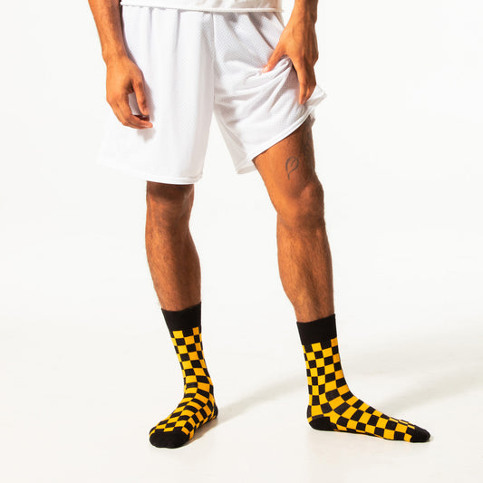 Black + Gold Checkered Socks