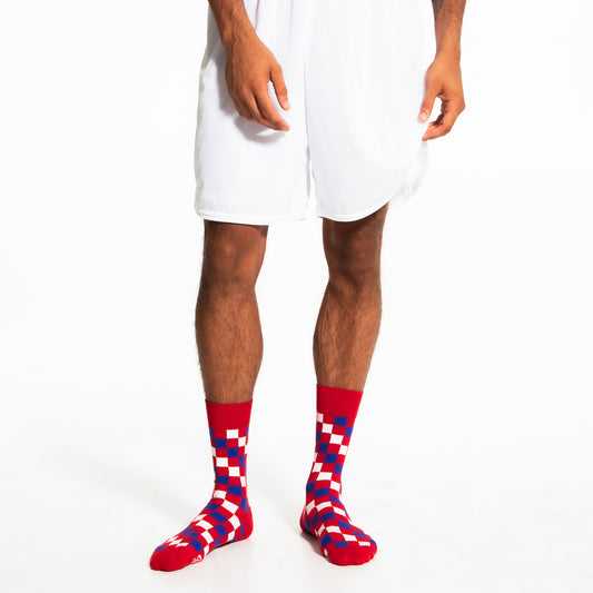 Red, White + Blue Checkered Socks