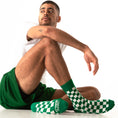 Load image into Gallery viewer, Green + White Checkered Socks
