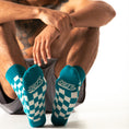 Load image into Gallery viewer, Teal + Grey Checkered Socks
