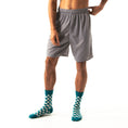 Load image into Gallery viewer, Teal + Grey Checkered Socks
