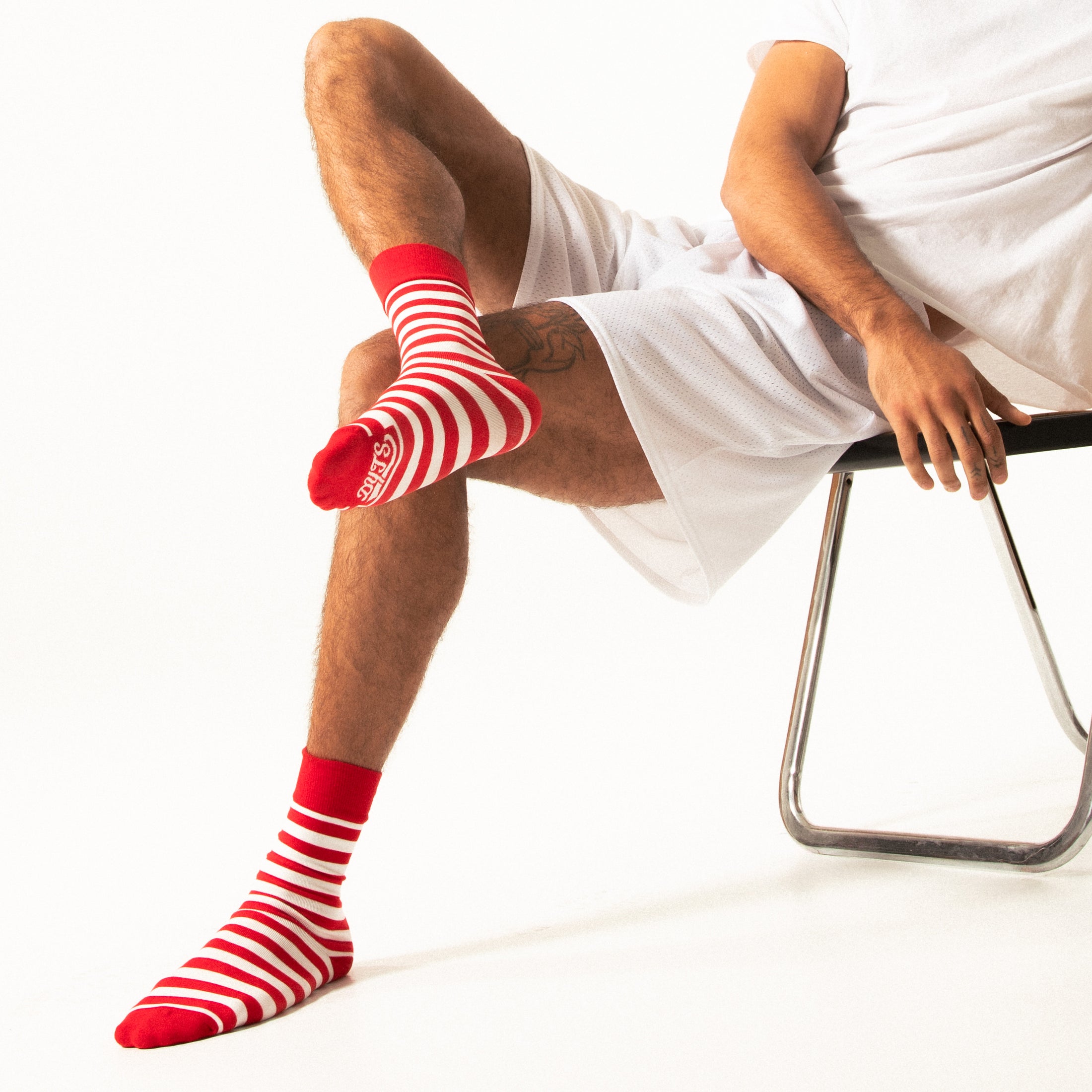 Red + White Striped Socks