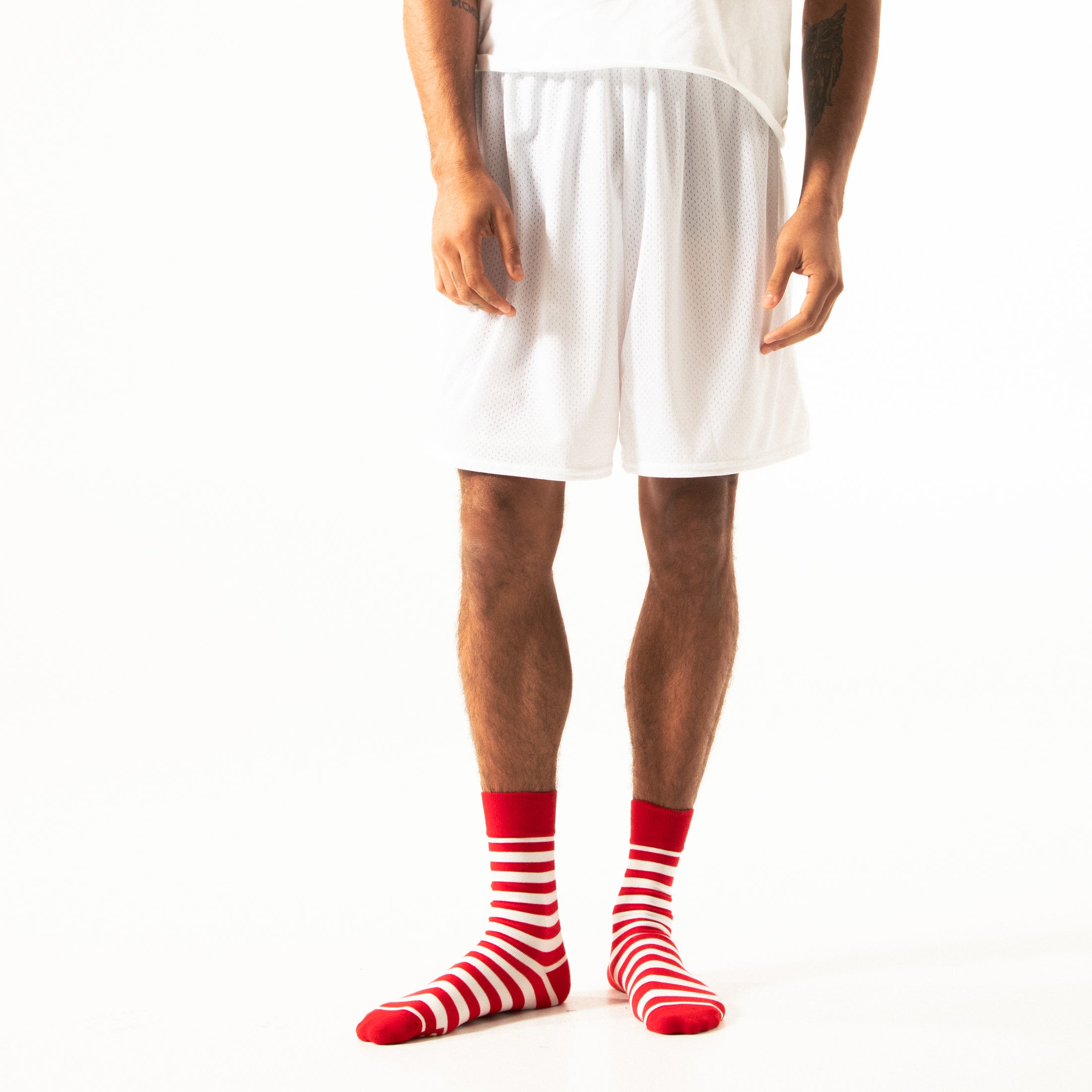 Red + White Striped Socks