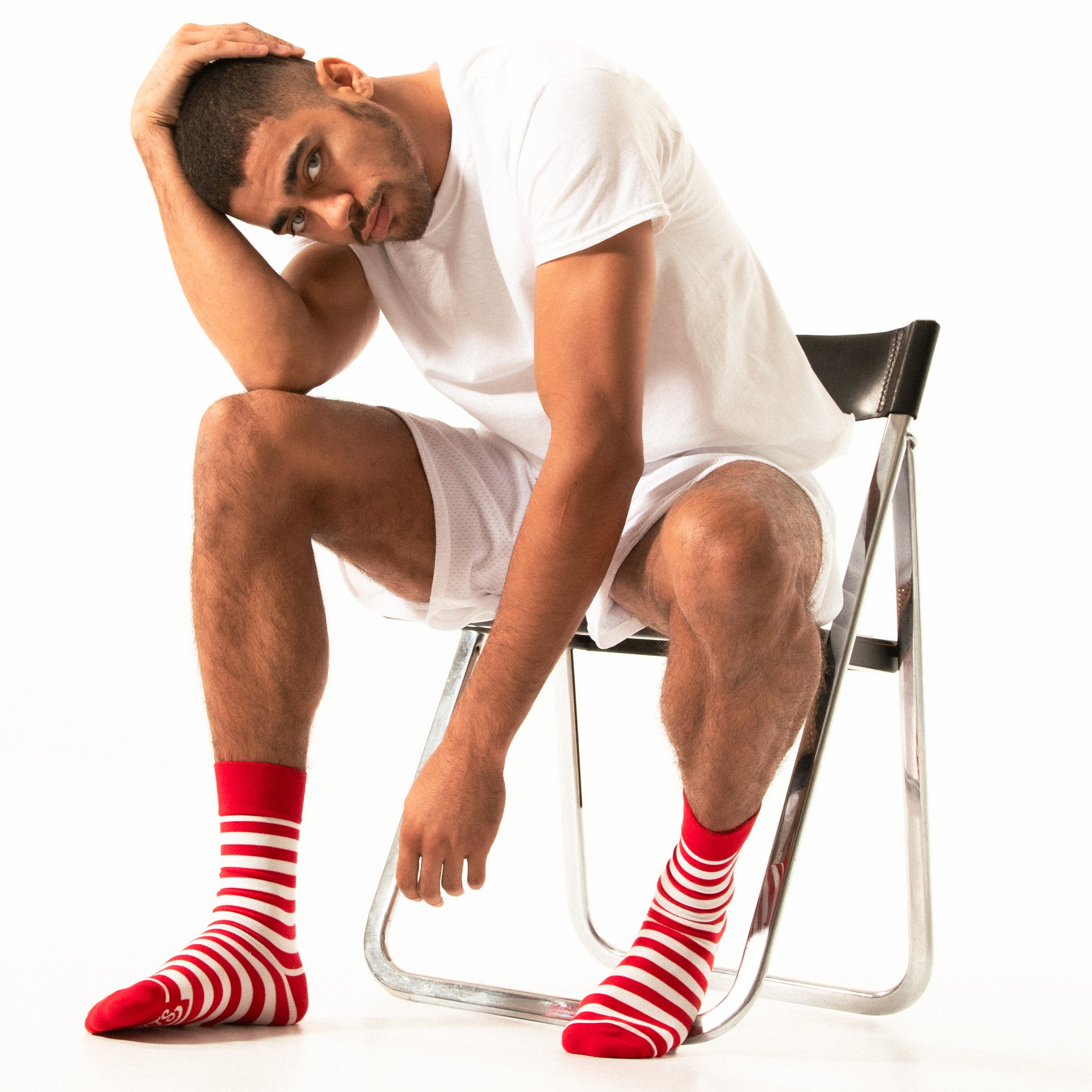 Red + White Striped Socks