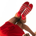 Load image into Gallery viewer, Scarlet + Grey Striped Socks
