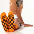 Load image into Gallery viewer, Orange + Brown Checkered Socks
