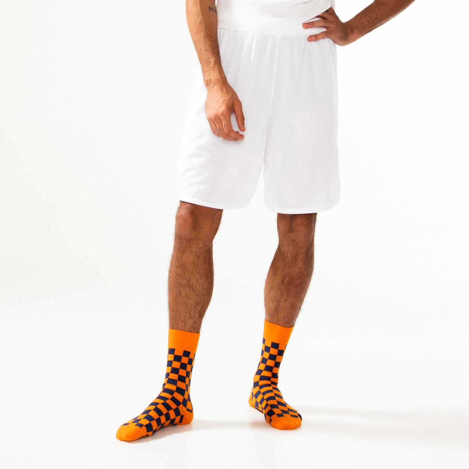 Orange + Navy Checkered Socks