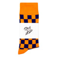 Load image into Gallery viewer, Orange + Navy Checkered Socks
