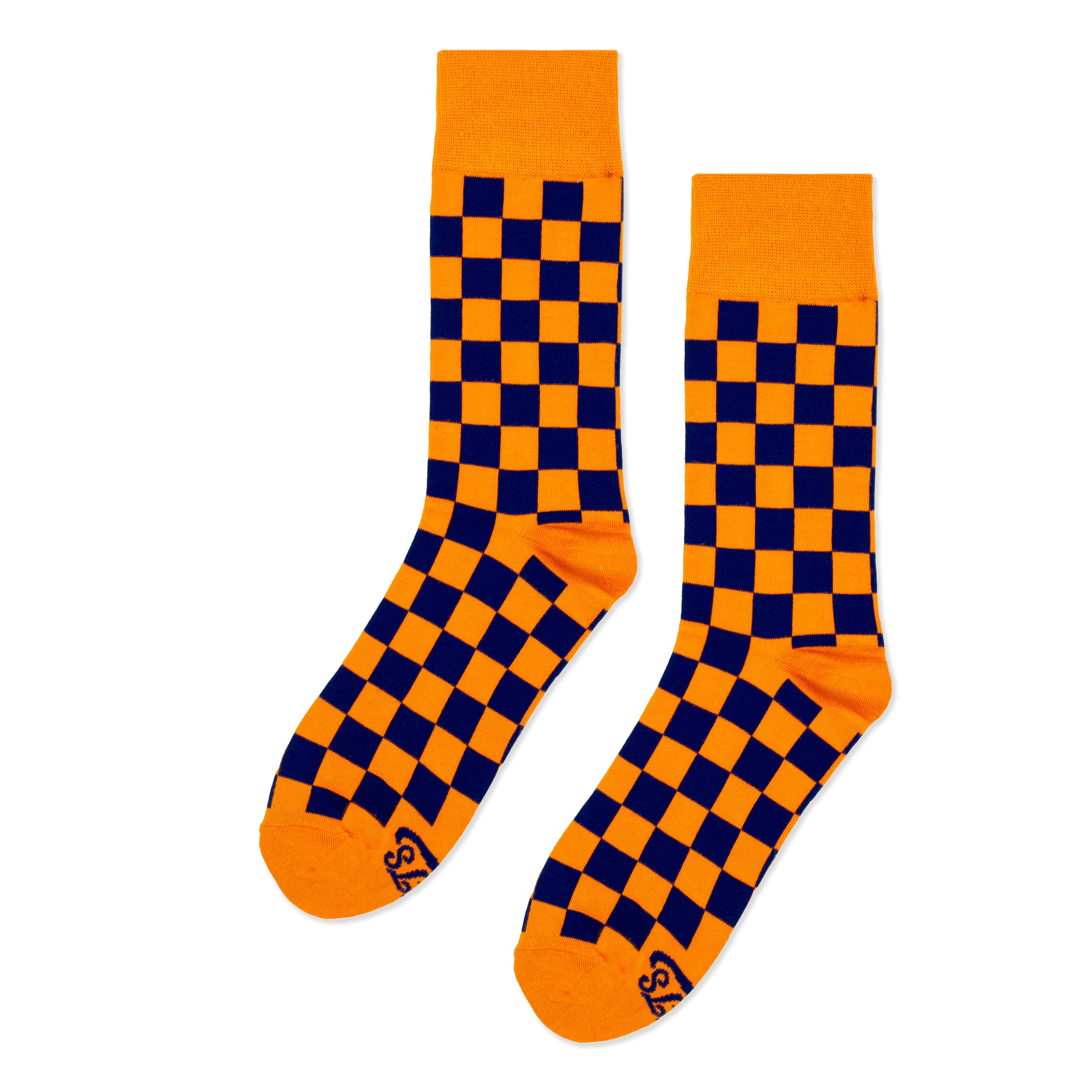 Orange + Navy Checkered Socks