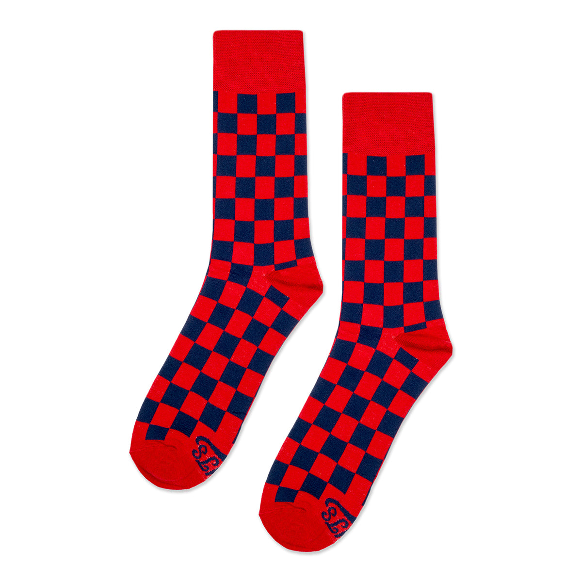 Red + Navy Checkered Socks