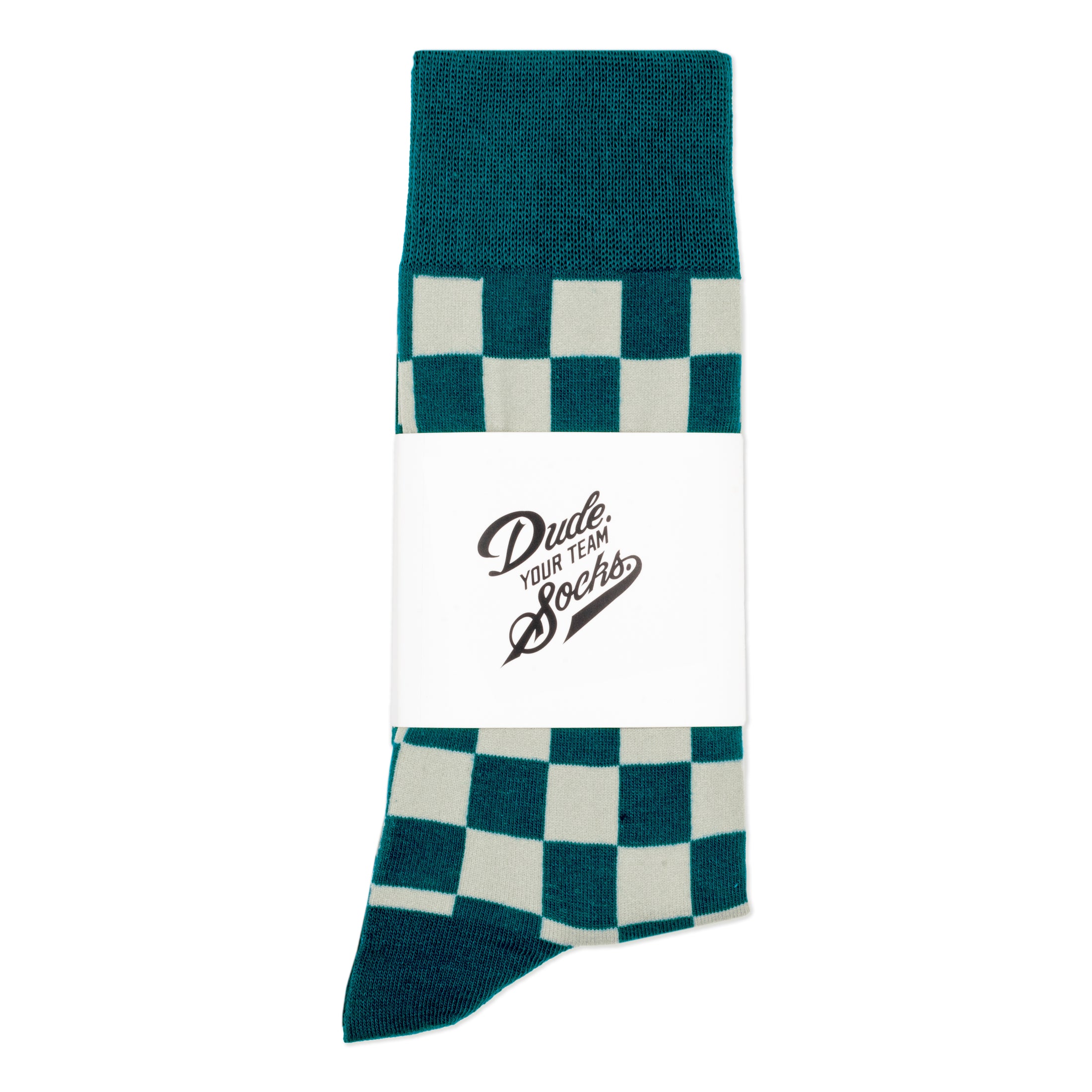 Teal + Grey Checkered Socks