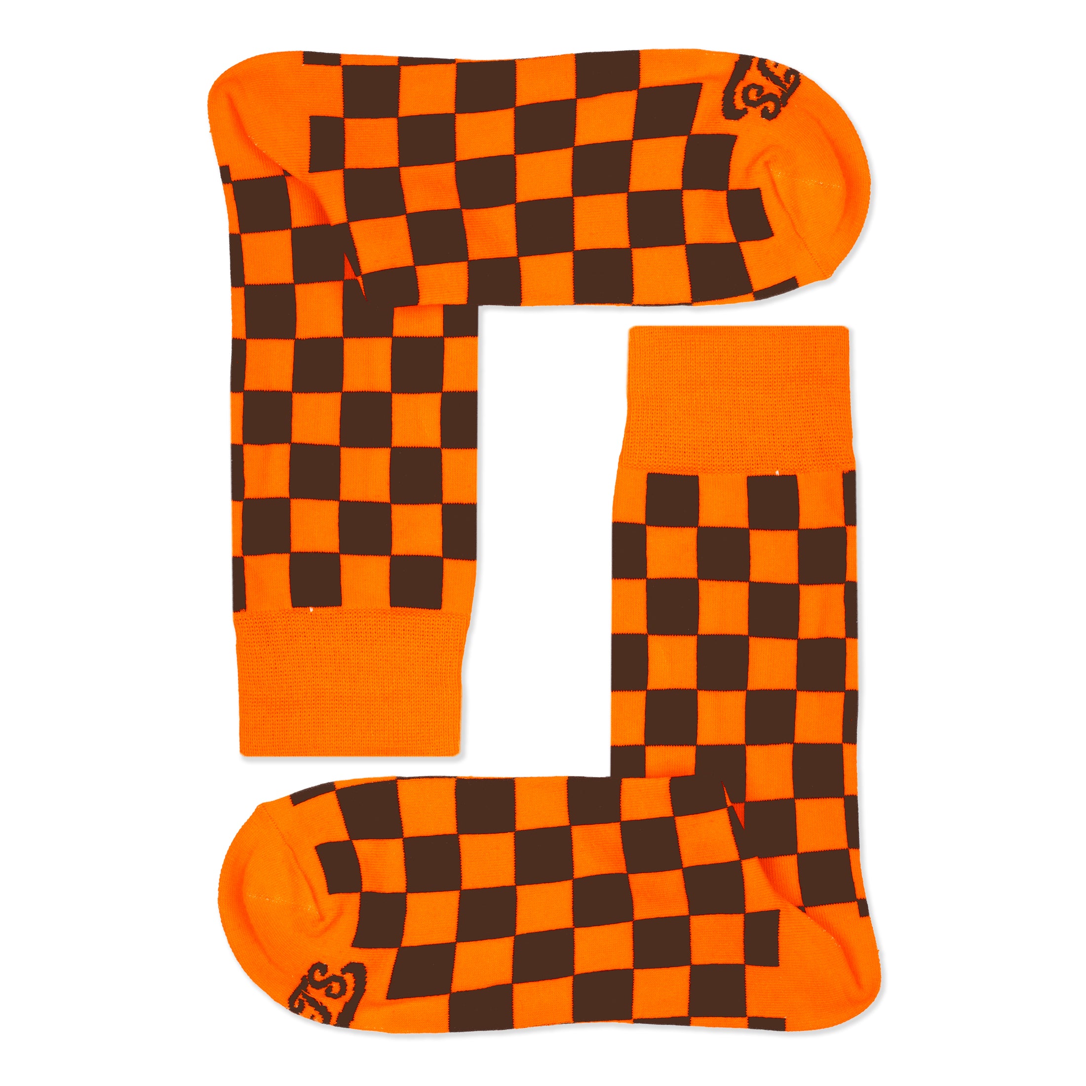 Orange + Brown Checkered Socks