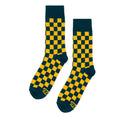 Load image into Gallery viewer, Forest Green + Gold Checkered Socks
