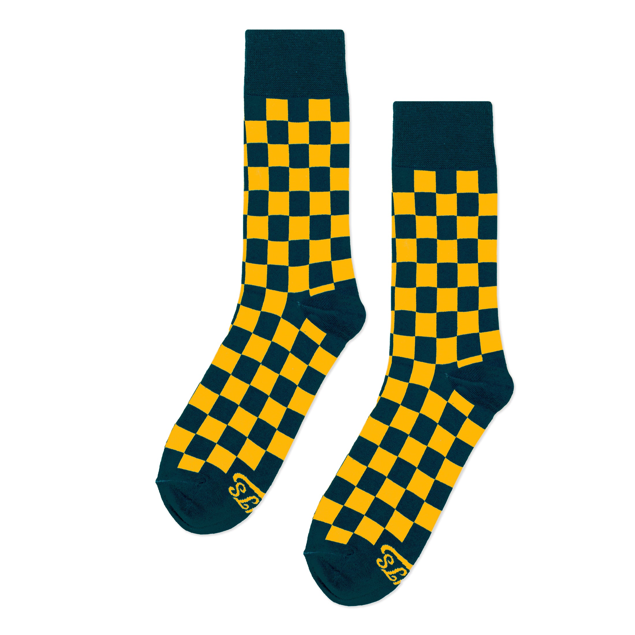 Forest Green + Gold Checkered Socks