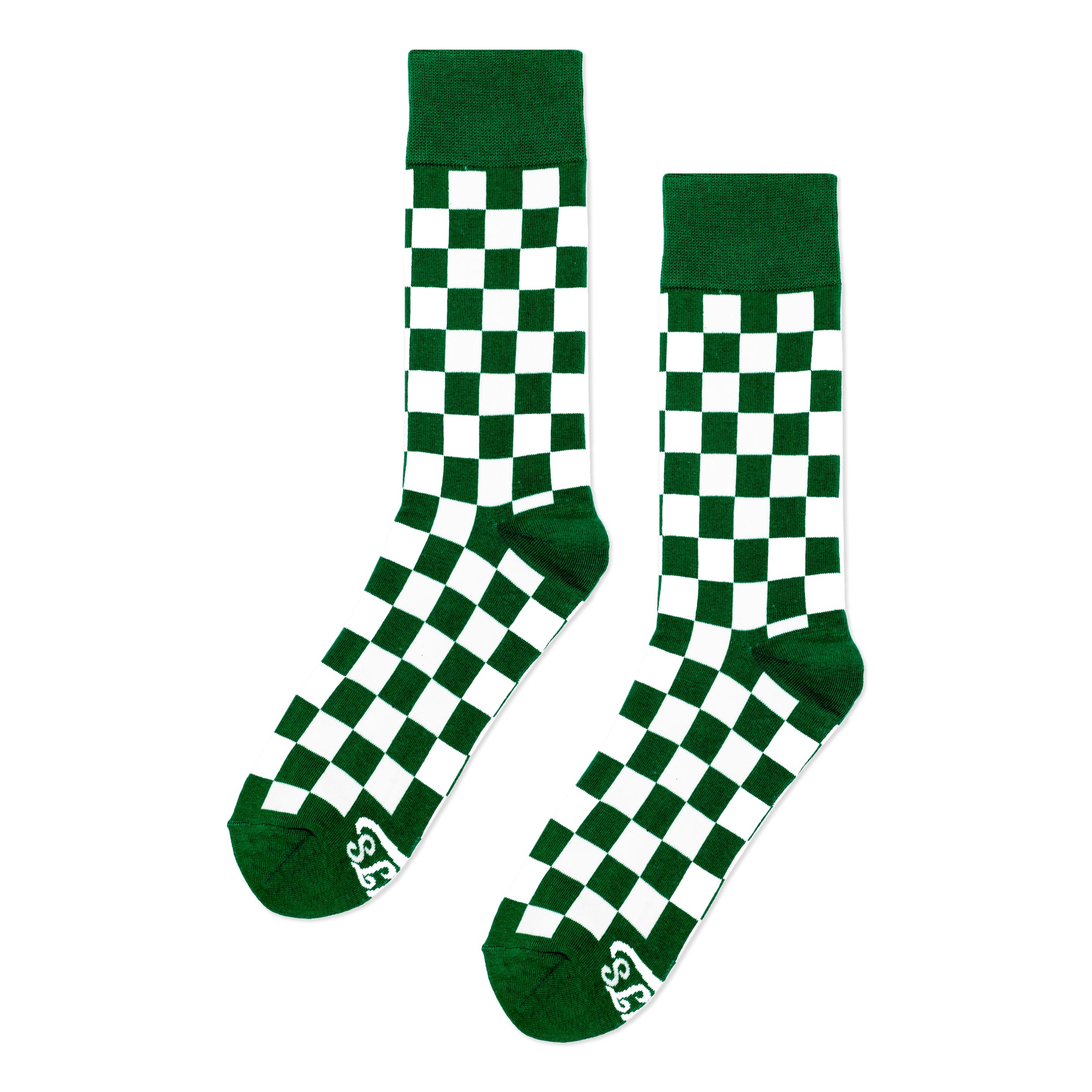 Green + White Checkered Socks