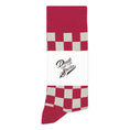 Load image into Gallery viewer, Maroon + Grey Checkered Socks
