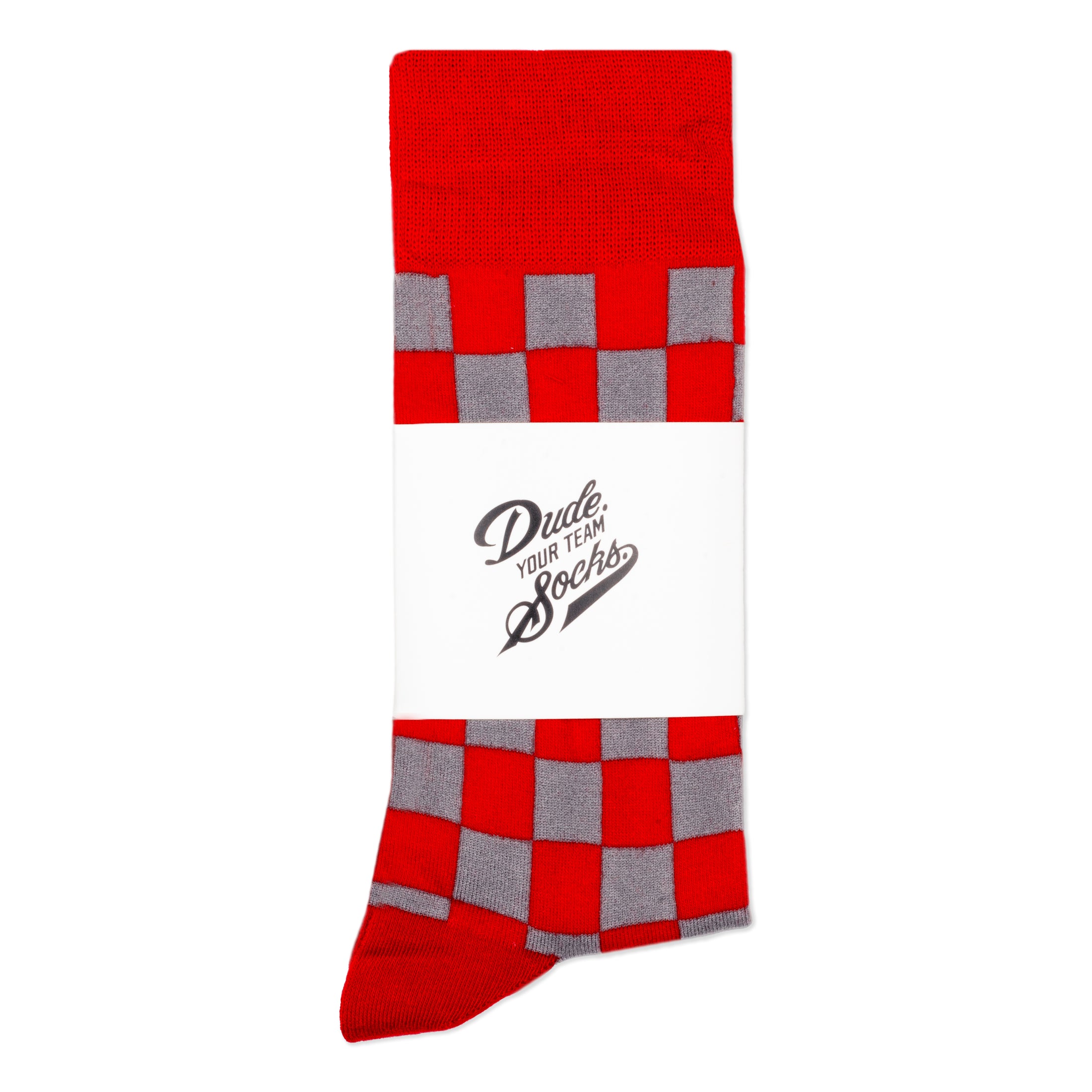 Scarlet + Grey Checkered Socks