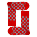 Load image into Gallery viewer, Scarlet + Grey Checkered Socks
