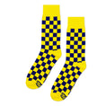 Load image into Gallery viewer, Yellow + Navy Checkered Socks
