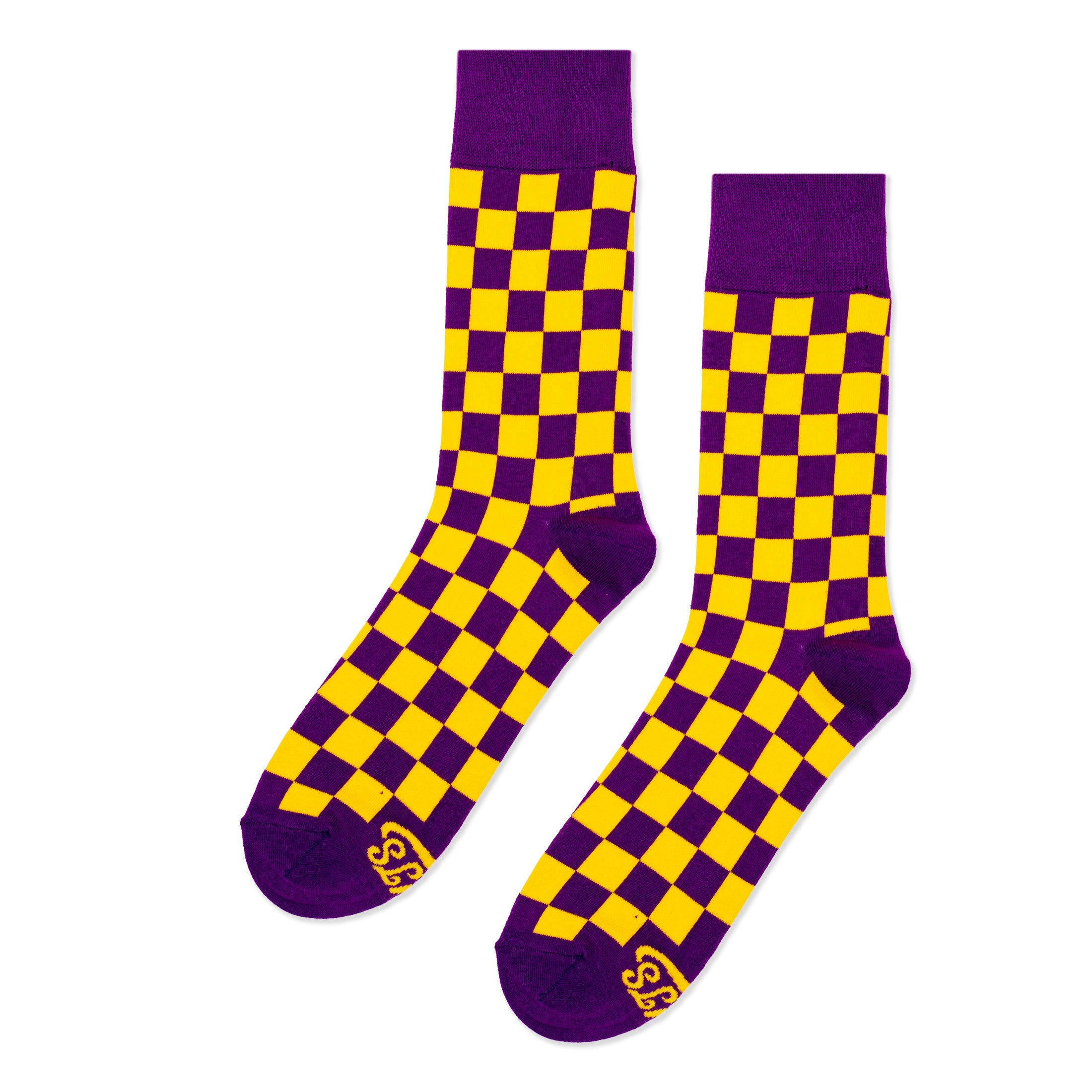 Purple + Gold Checkered Socks Dude. Your Team Socks Purple + Gold Checkered Socks Dude. Your Team Socks