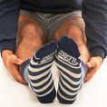 Load image into Gallery viewer, Navy + Grey Striped Socks
