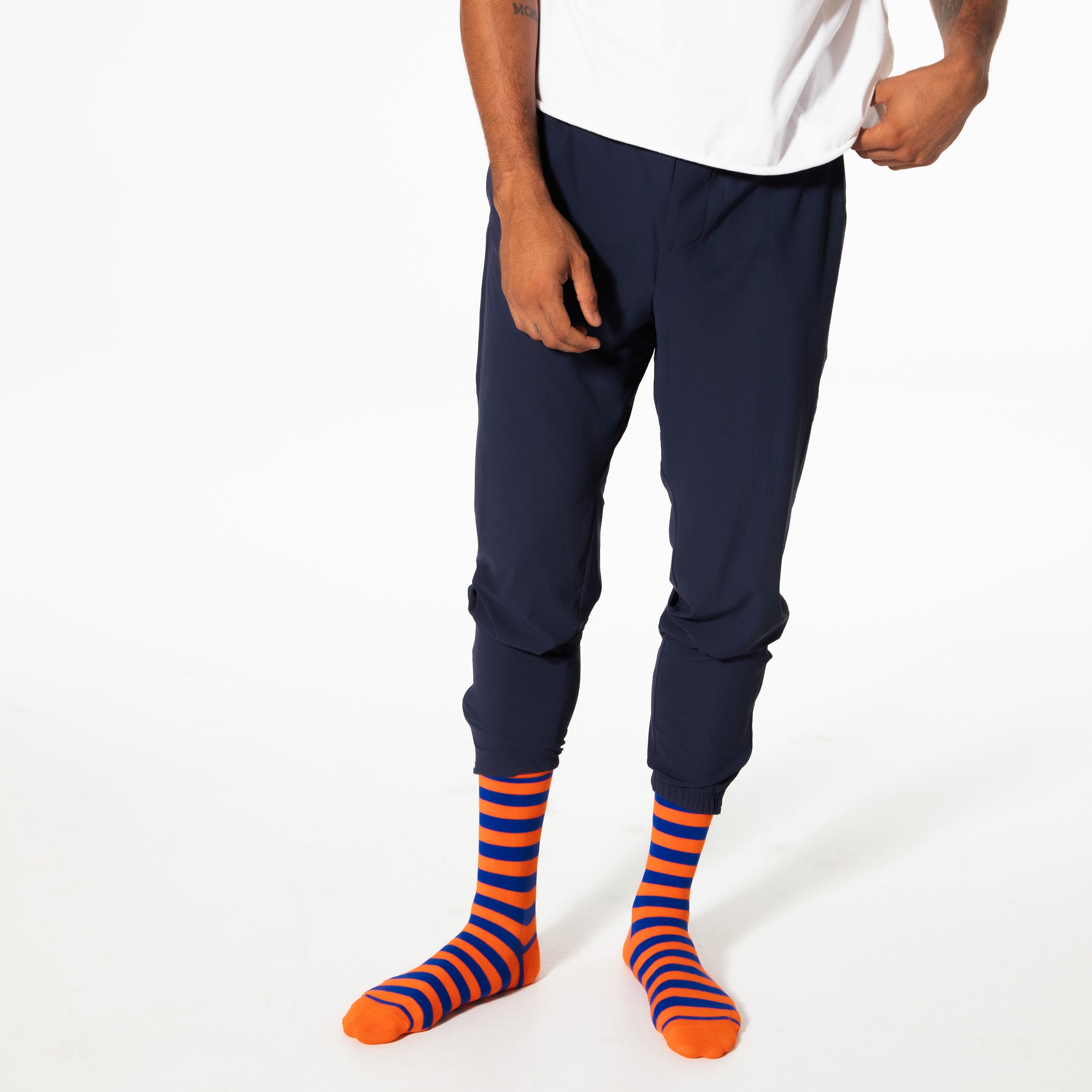 Orange + Blue Striped Socks