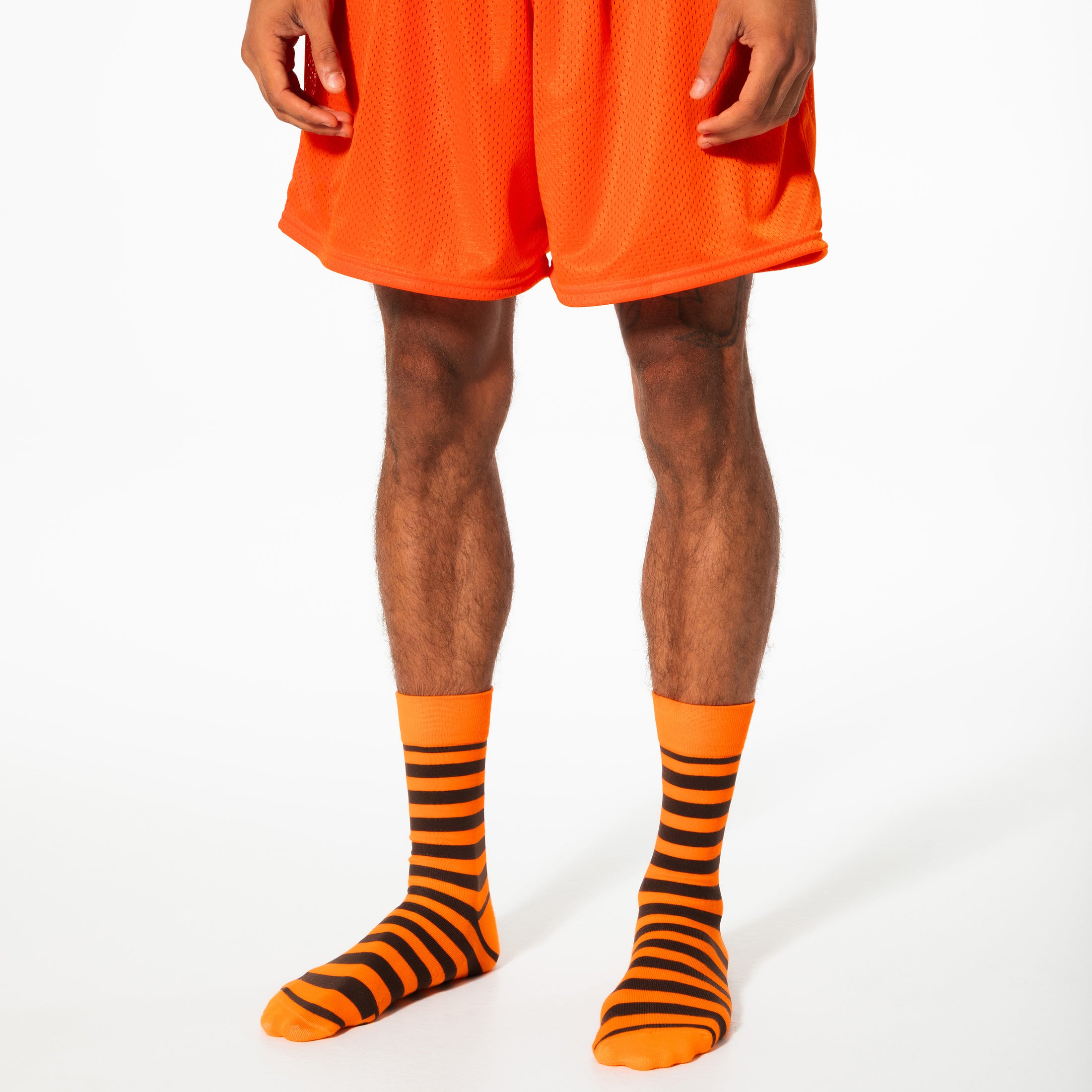 Orange + Brown Striped Socks