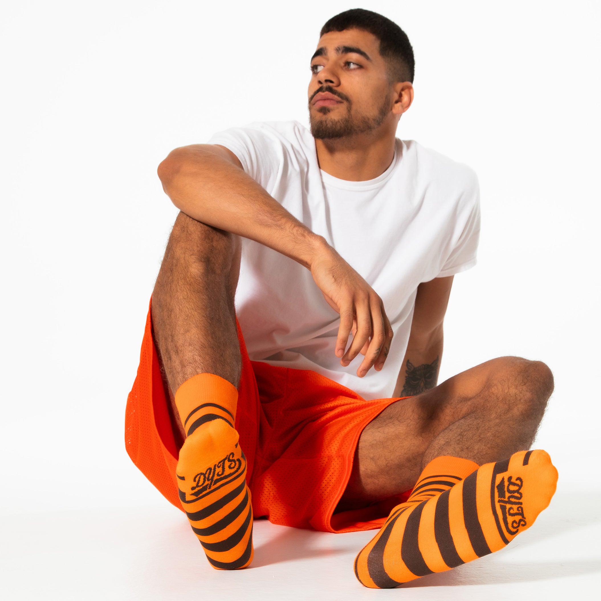 Orange + Brown Striped Socks