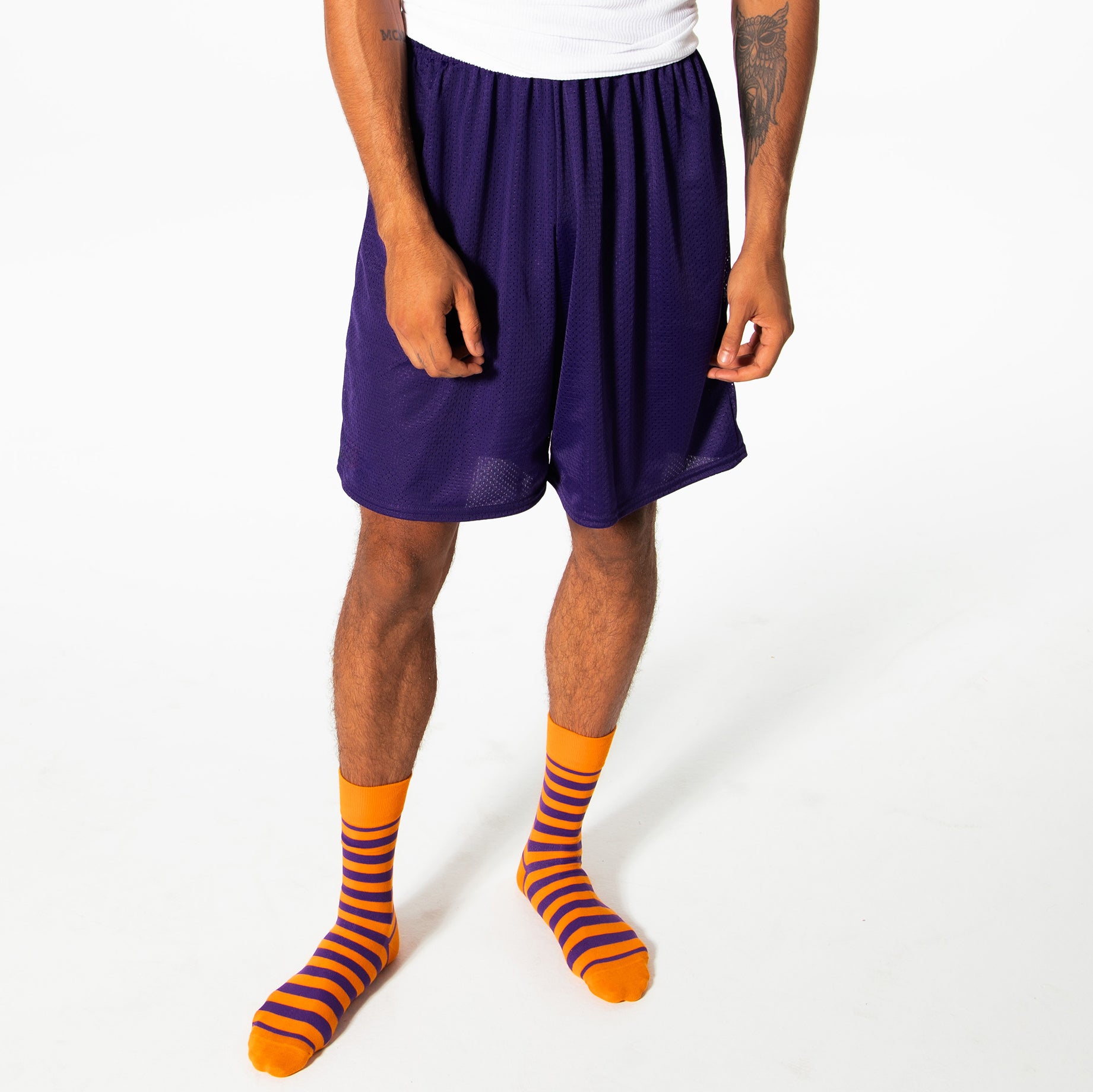 Orange + Purple Striped Socks