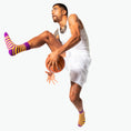 Load image into Gallery viewer, Purple + Gold Striped Socks
