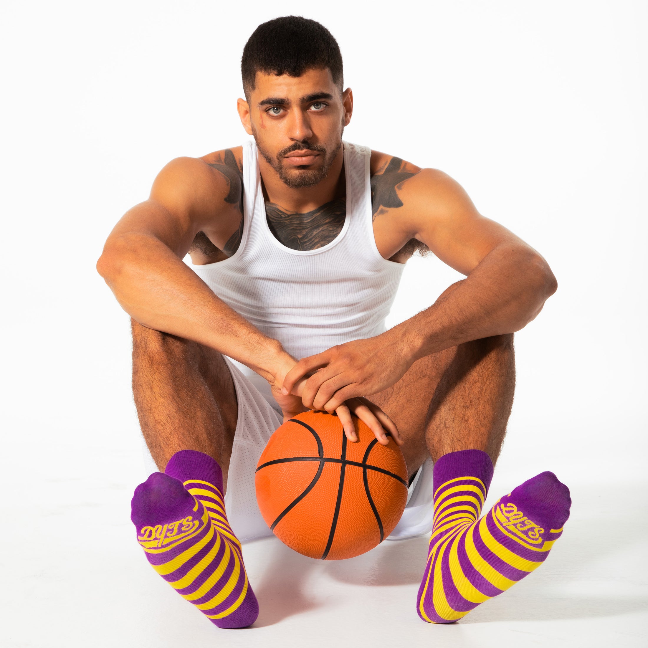 Purple + Gold Striped Socks