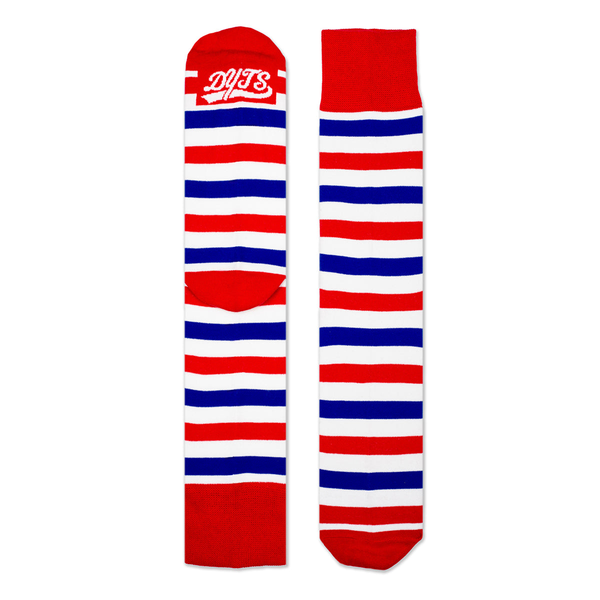 Red, White + Blue Striped Socks