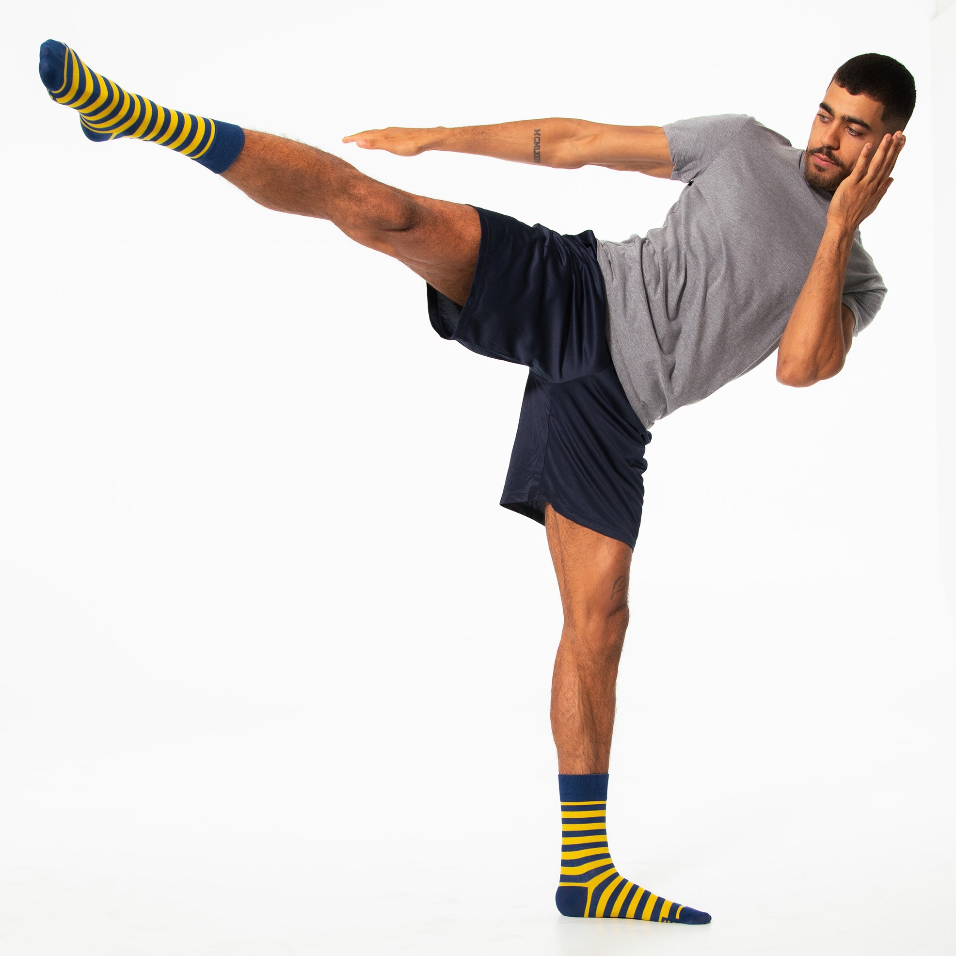 Blue + Gold Striped Socks