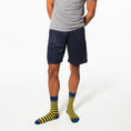 Load image into Gallery viewer, Blue + Gold Striped Socks
