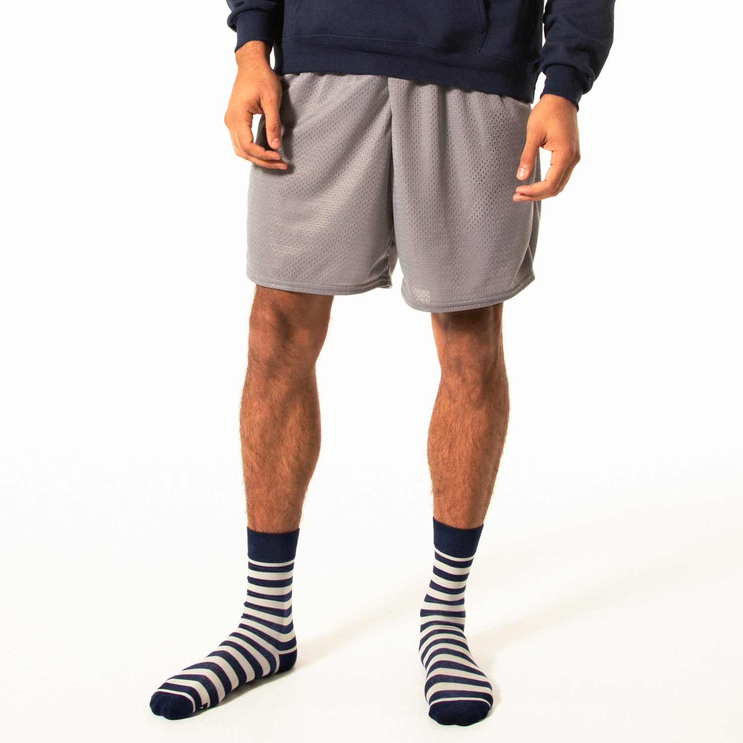 Navy + Grey Striped Socks