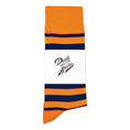 Load image into Gallery viewer, Orange + Navy Striped Socks
