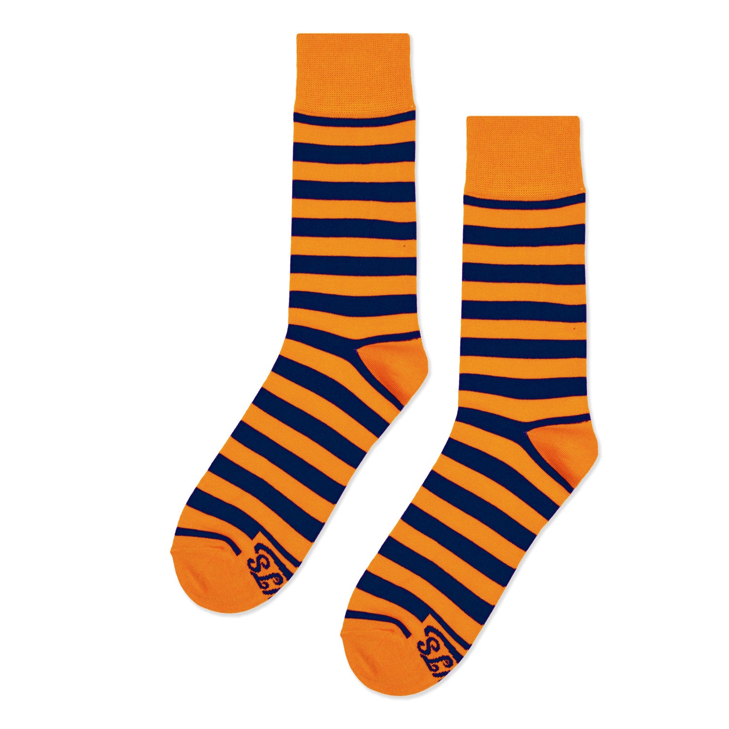 Orange + Navy Striped Socks