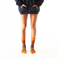 Load image into Gallery viewer, Orange + Navy Striped Socks
