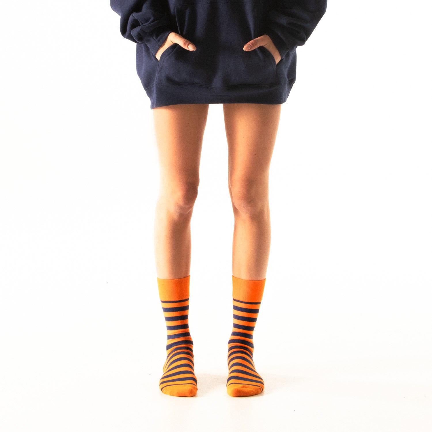 Orange + Navy Striped Socks