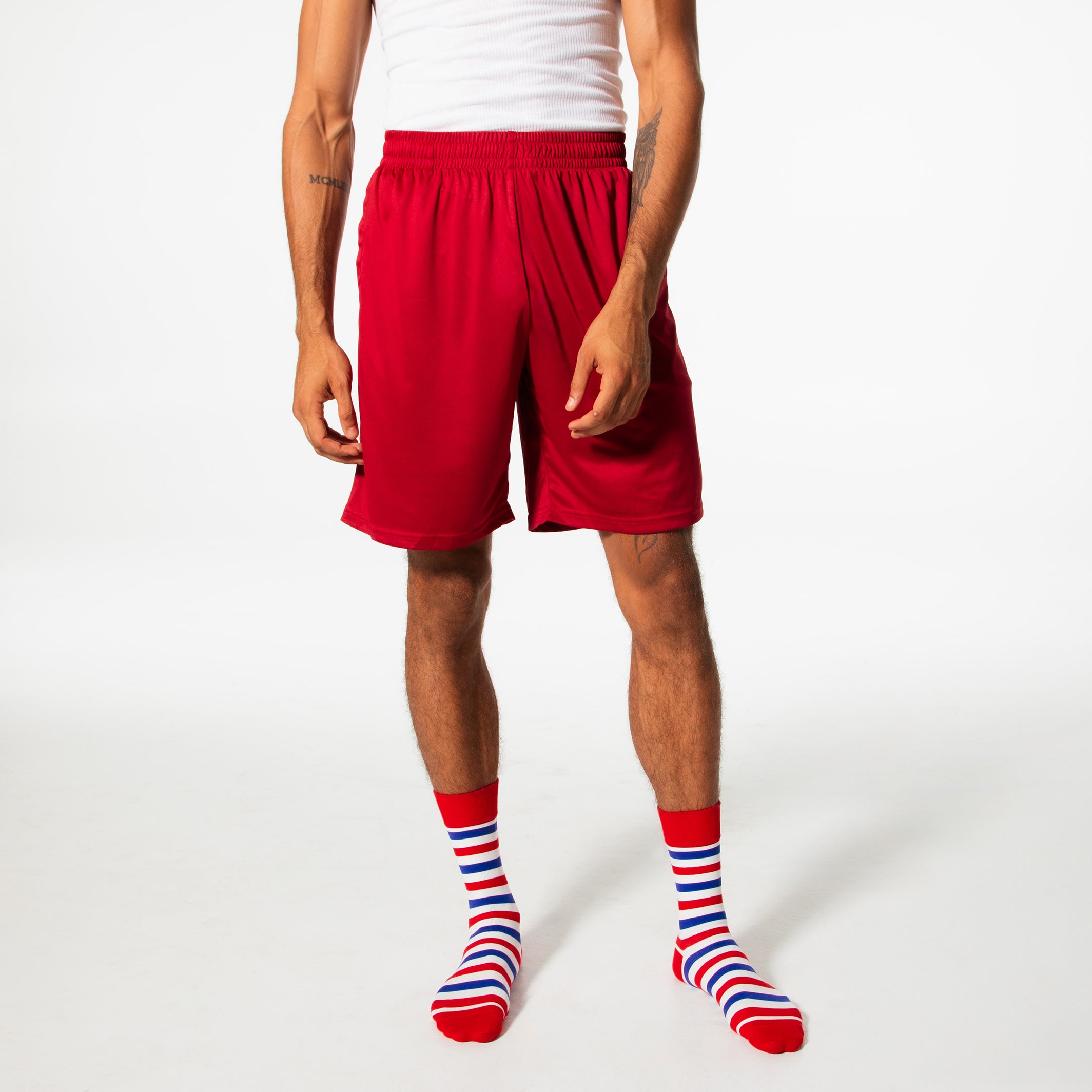 Red, White + Blue Striped Socks