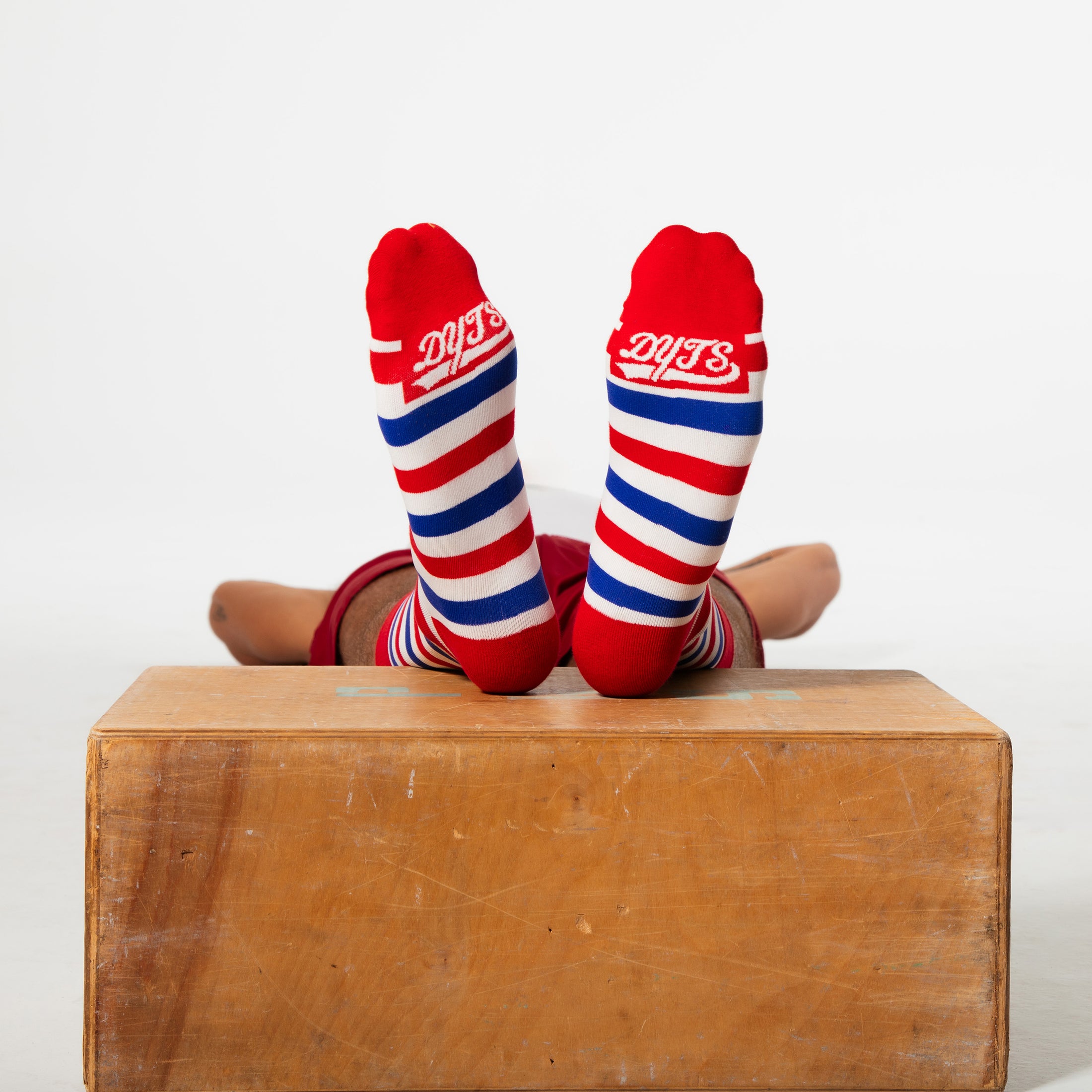 Red, White + Blue Striped Socks