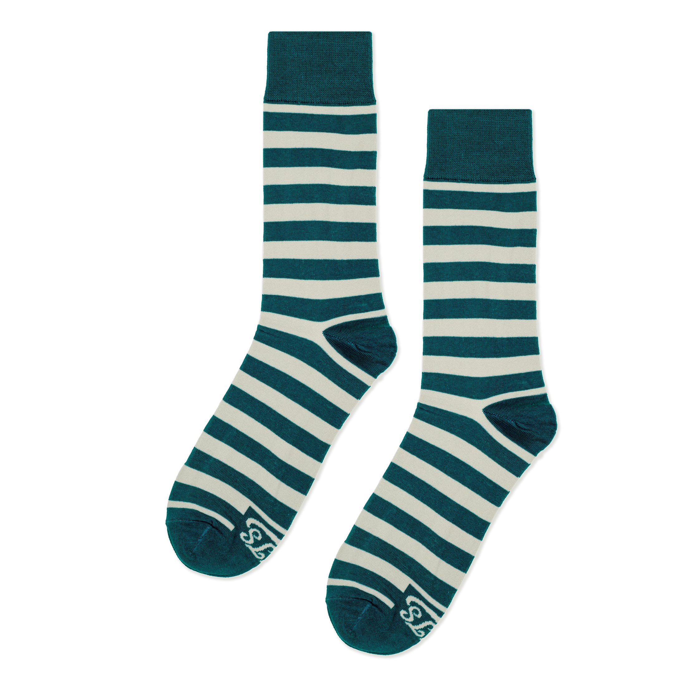 Teal + Grey Striped Socks