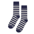 Load image into Gallery viewer, Navy + Grey Striped Socks
