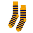 Load image into Gallery viewer, Mustard + Navy Striped Socks
