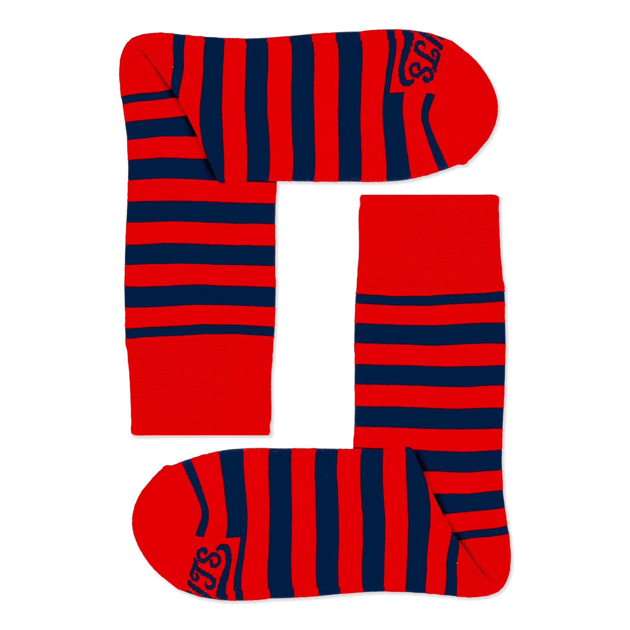 Red + Navy Striped Socks