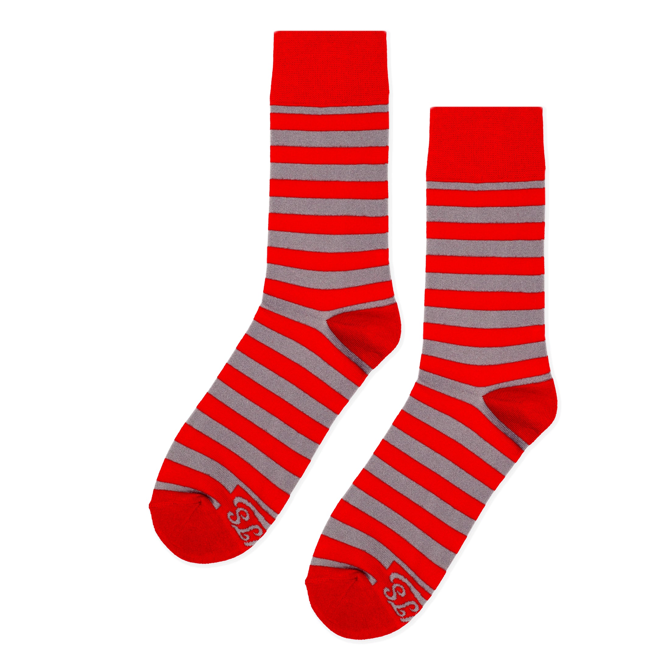 Scarlet + Grey Striped Socks