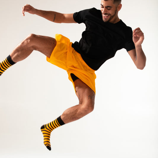 Black + Gold Striped Socks