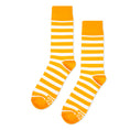 Load image into Gallery viewer, Gold + White Striped Socks
