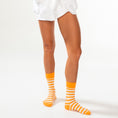 Load image into Gallery viewer, Gold + White Striped Socks
