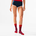 Load image into Gallery viewer, Red + Navy Striped Socks
